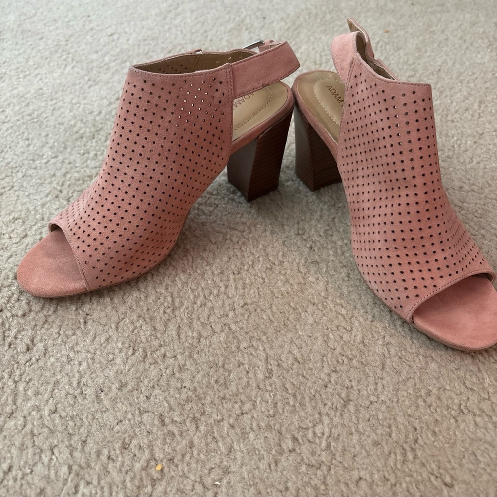 Adam Tucker Pink Peep Toe Block Heel Booties size 8.5 NWOB *READ Descriptiom*